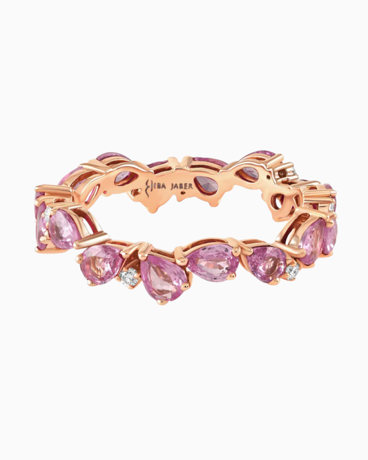 Zigzag Pear Pink Sapphires Ring