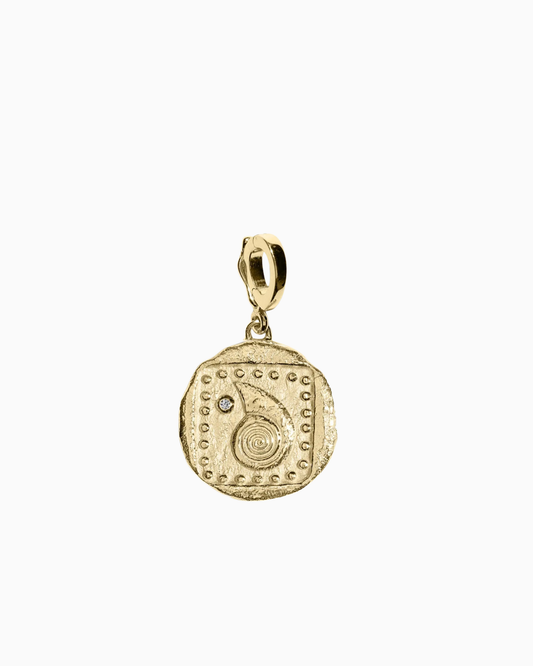 Spiral Seashell Small Diamond Coin Charm
