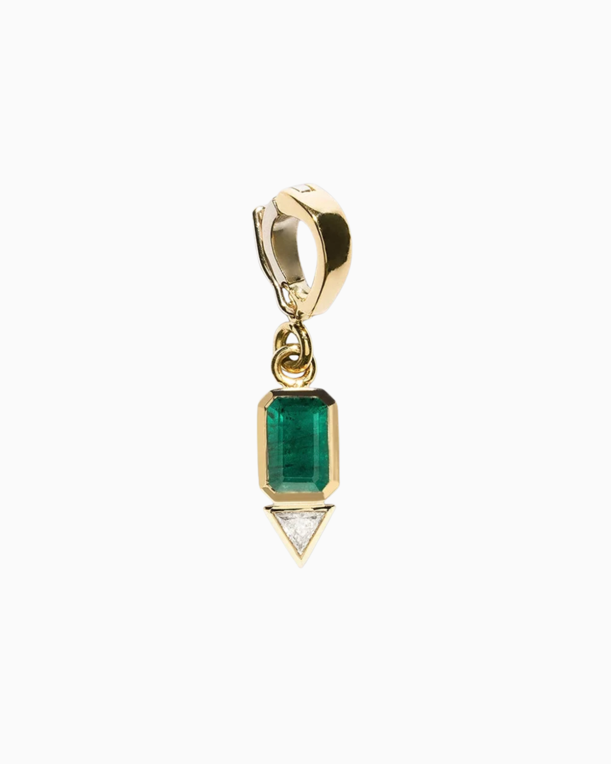Emerald and Trillion Small Diamond Charm