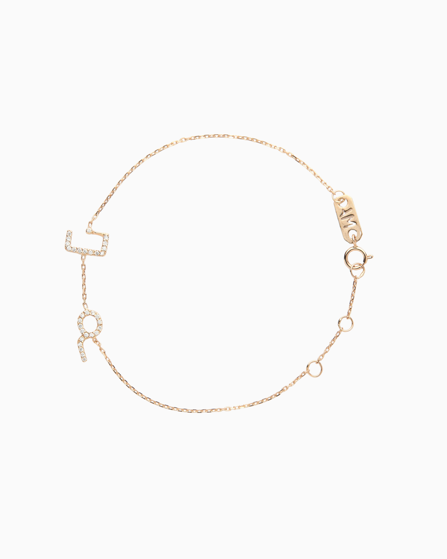 Two Paved Letters Bracelet