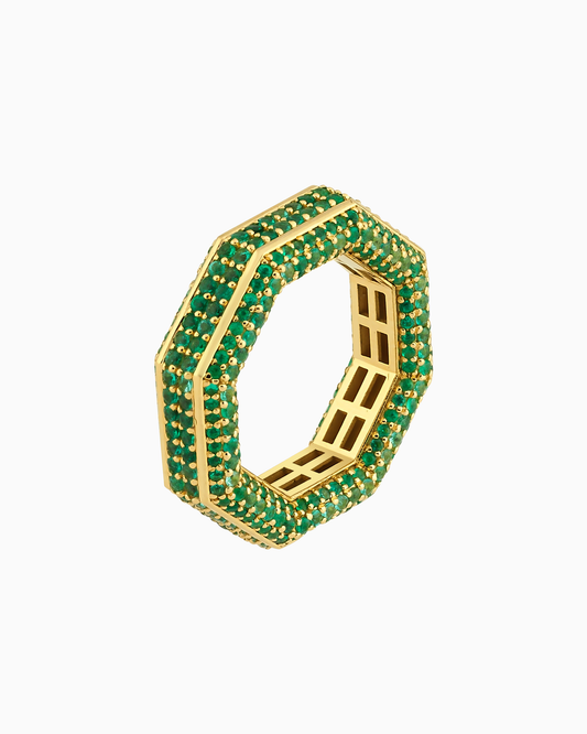 Pavé Bubble Emerald Ring