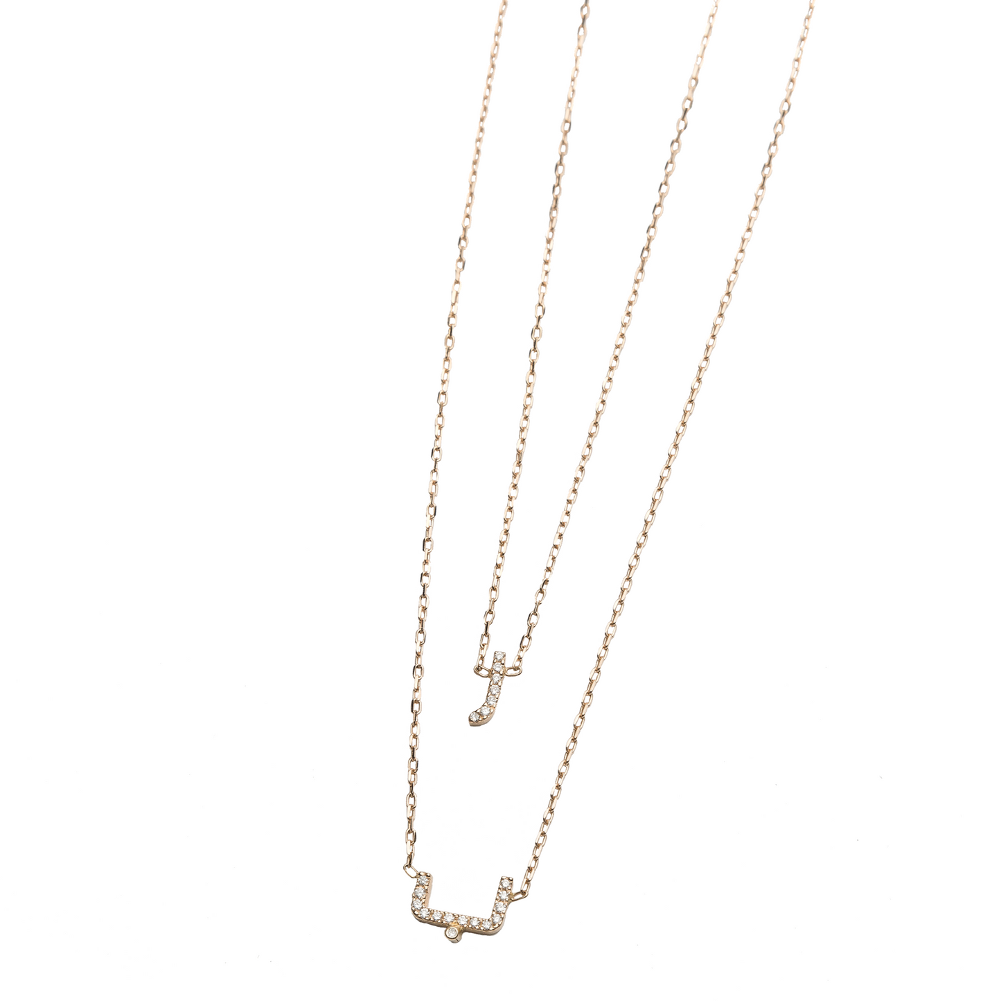 Double Layered Pavé Letters Necklace