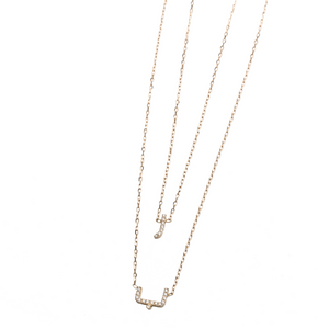 Double Layered Pavé Letters Necklace