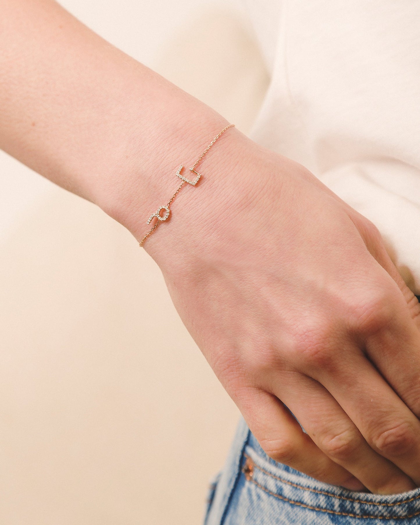 Two Paved Letters Bracelet