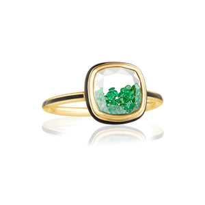 Cushion Enamel Shaker Ring Emerald