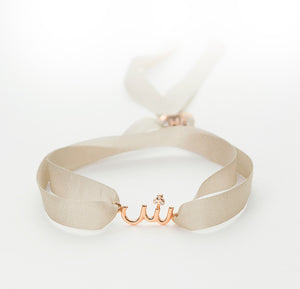 Silk Ribbon Bracelet with Diamond on the Dot